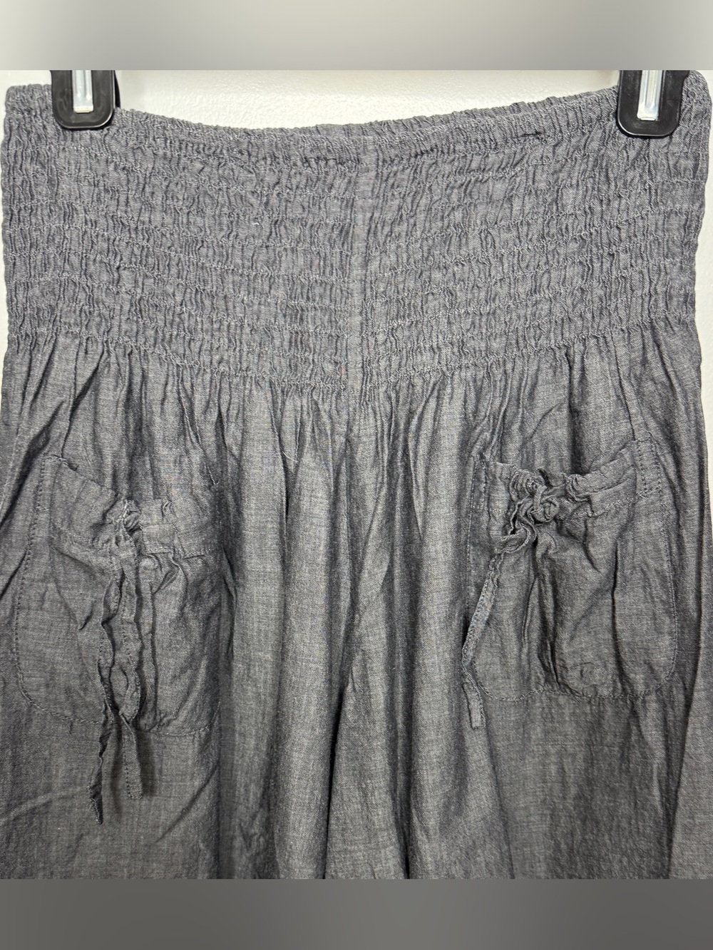 Celina Genie Harem Gaucho Culottes Ruched Ties on Side of Legs Ruffled Hems |GUC - Picture 5 of 11